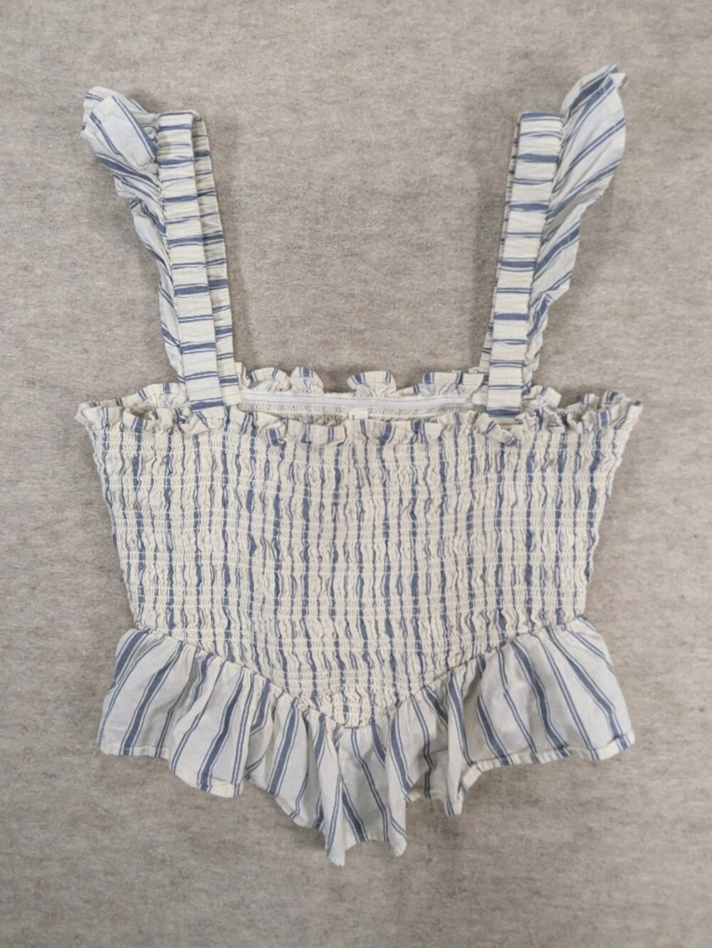 AE Outfitters Blue & White Striped Smocked Crop Corset Top Festival Country XS